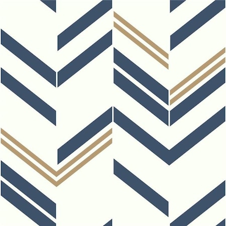 Roommates Roommates RMK9002WP Blue Chevron Stripe Peel & Stick Wallpaper RMK9002WP